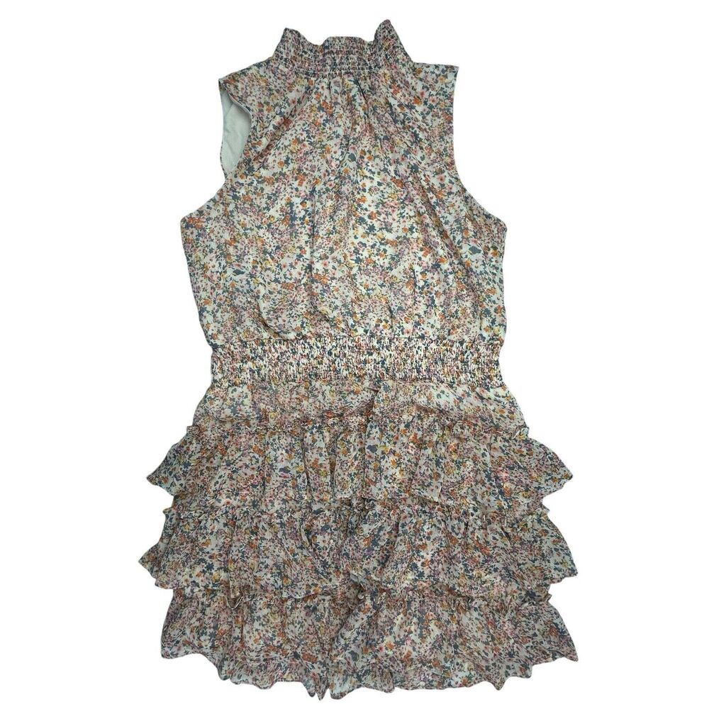 1. State Floral Ruffle Mini Dress - White with Multicolor Floral